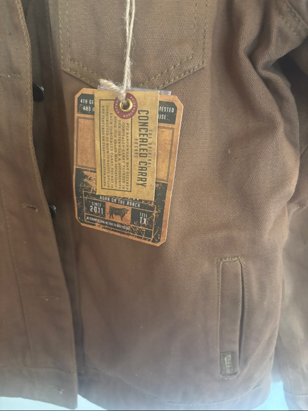 STS Ranchwear Women's Brown Work Jacket with Cream Sherpa Collar - Picture 3 of 14